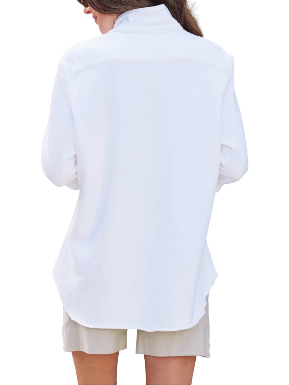 Frank & Eileen Eileen Triple Fleece Sweatshirt Button-Up White Size XS - Picture 3 of 7